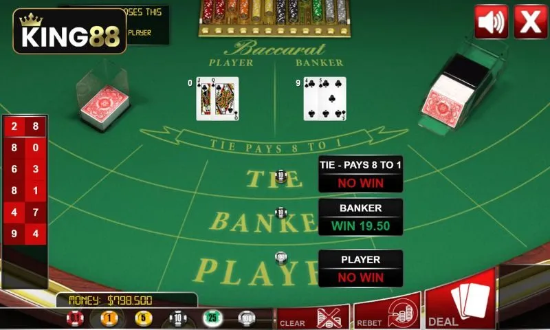 Baccarat có ba cửa cược chính người chơi có thể đặt cược Baccarat có ba cửa cược chính người chơi có thể đặt cược